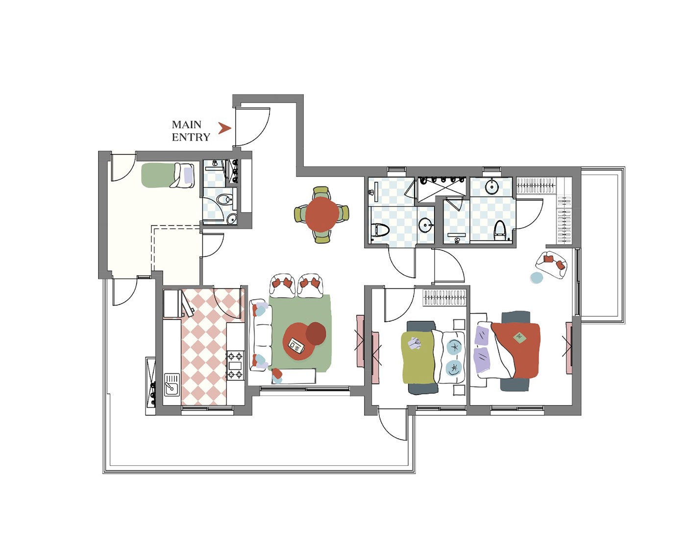3 Bedrooms Floor Plan