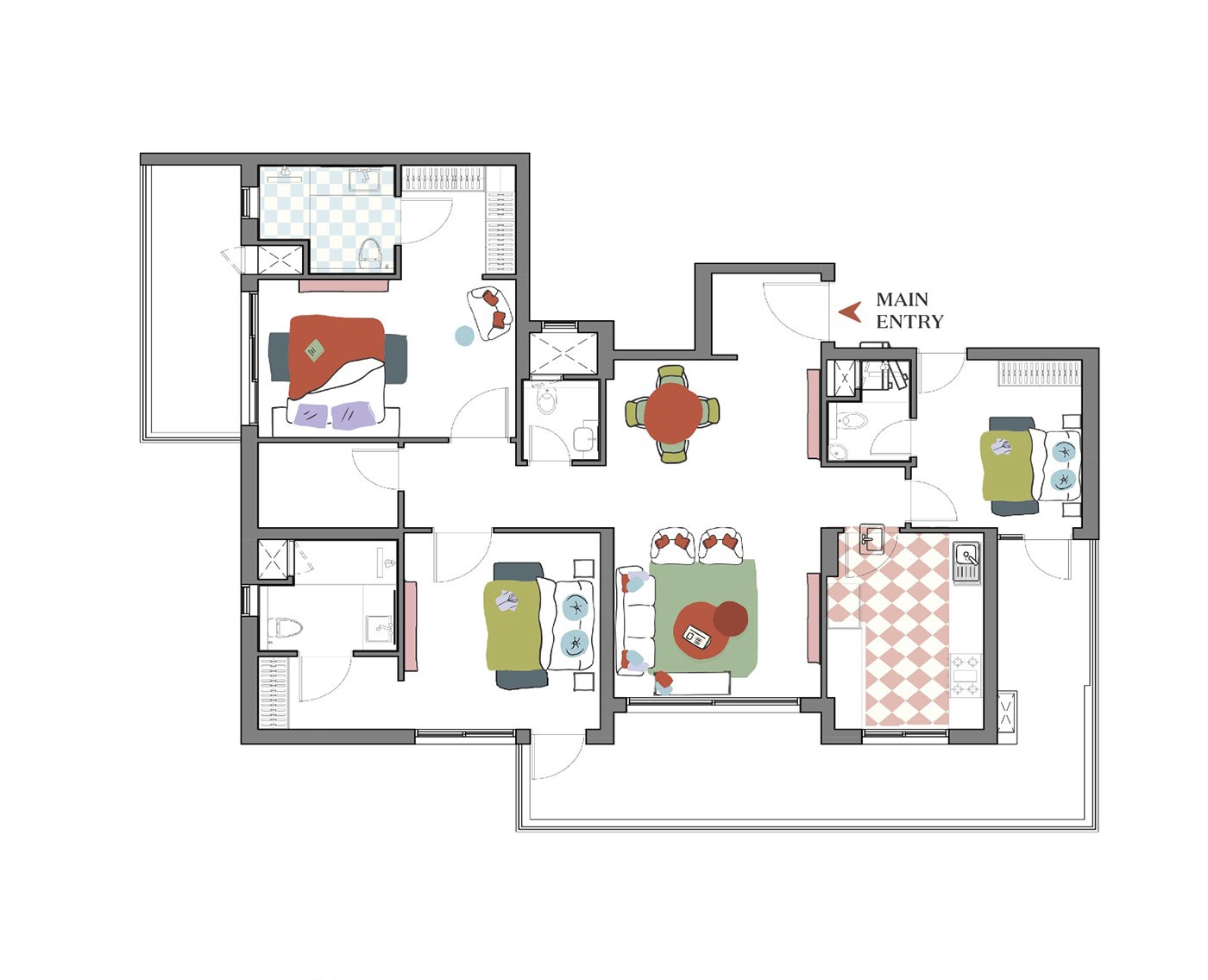 4 Bedrooms Floor Plan